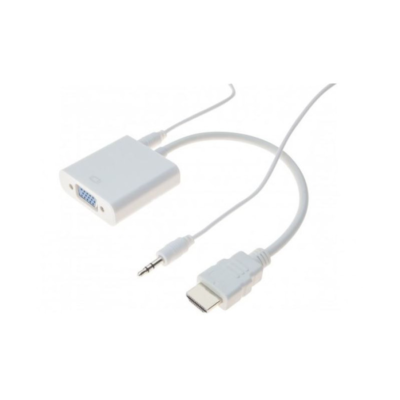 Convertisseur HDMI Mâle vers VGA Femelle avec Audio Blanc - GENERIQUE - ADA_HDMI_VGA+AUDIO