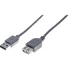 Rallonge de câble USB Mâle pour USB Femelle 2.0 1.8m Gris - CUC EXERTIS CONNECT - RAL_ECO_USB2_1.8_G