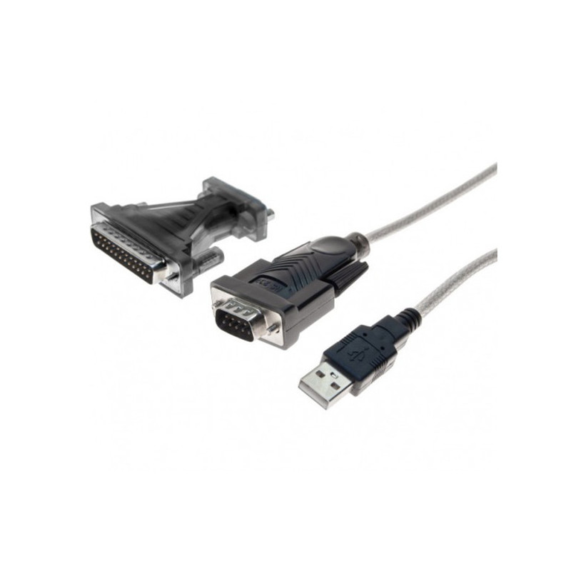 Adaptateur USB 2.0 vers Série DB9M-DB25 Noir - DACOMEX - ADA_USB2_DACOMEX