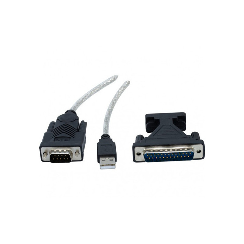Adaptateur USB 2.0 vers Série DB9M-DB25 Noir - DACOMEX - ADA_USB2_DACOMEX