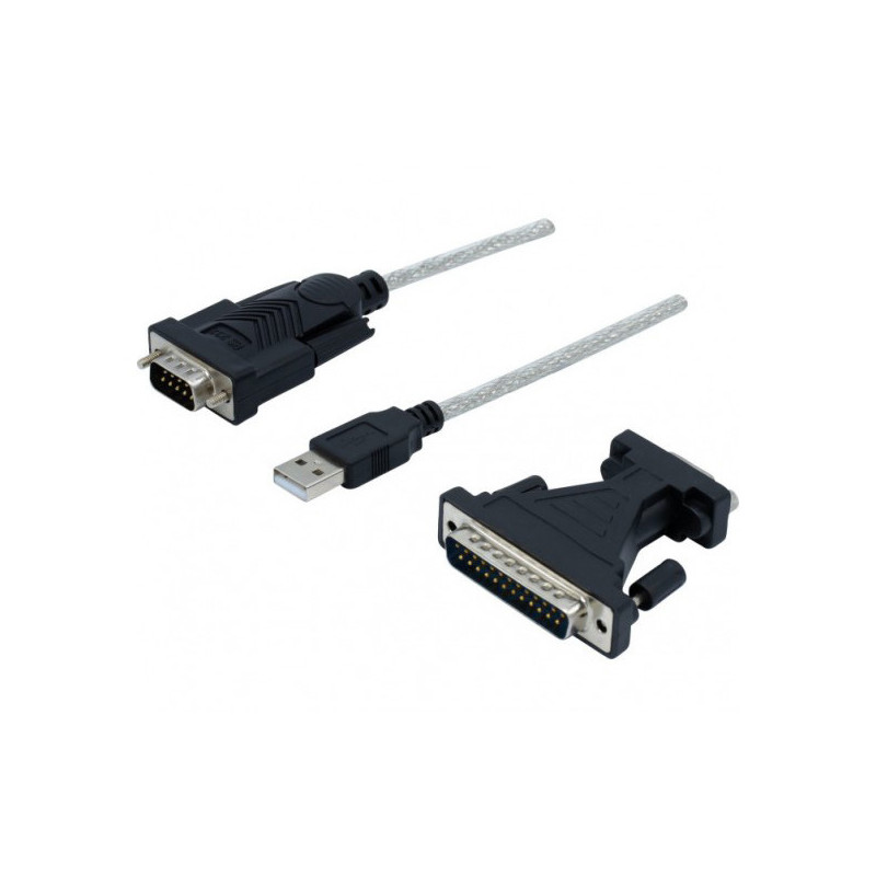 Adaptateur USB 2.0 vers Série DB9M-DB25 Noir - DACOMEX - ADA_USB2_DACOMEX