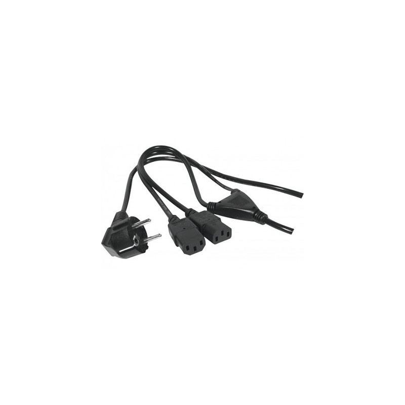Câble Electrique Y CEE7/2 x C13 1.8m Noir - DEXLAN - CAB_ALIM_SECT_Y
