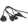 Câble Electrique Y CEE7/2 x C13 1.8m Noir - DEXLAN - CAB_ALIM_SECT_Y