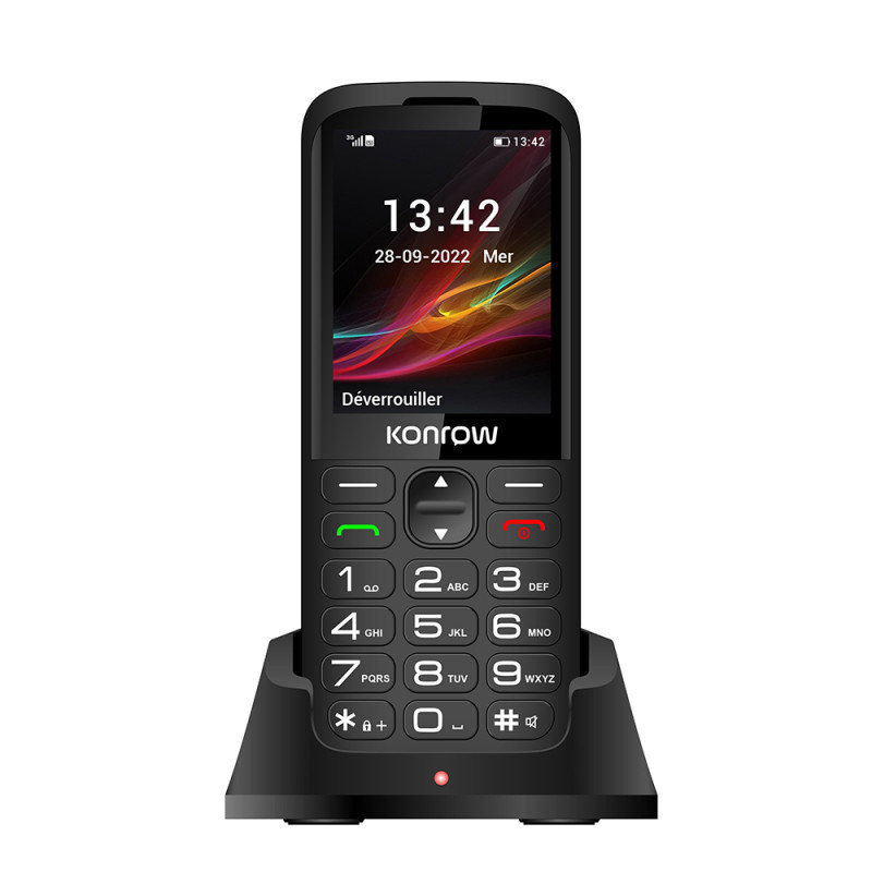 Téléphone Senior 280 2.8" 2G + Support Noir - KONROW - GSM_KONROW_SEN280B