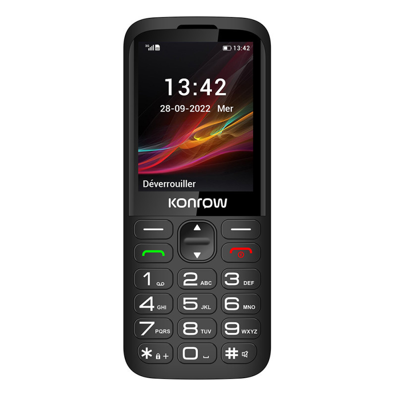 Téléphone Senior 280 2.8" 2G + Support Noir - KONROW - GSM_KONROW_SEN280B