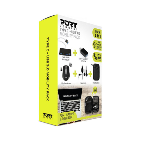 Pack Type-C Mobility 5en1 Noir - PORT DESIGN - PACK_PORT_501836