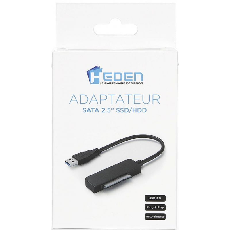 Adaptateur HDD SSD 2.5" USB 3.0 SATA Noir - HEDEN - ADA_HEDEN_25SATAU3