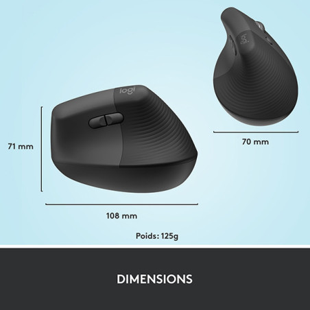 Souris sans fil Ergo Series Lift Graphite - LOGITECH - SOU_LOG_LIFT_VRT_G