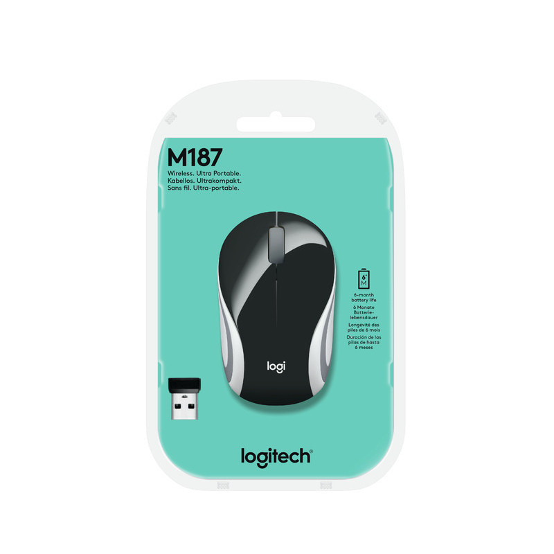 Souris Ambidextre RF sans fil Optique 1000 DPI Noir - LOGITECH - SOU_LOG_M187_NOIRE