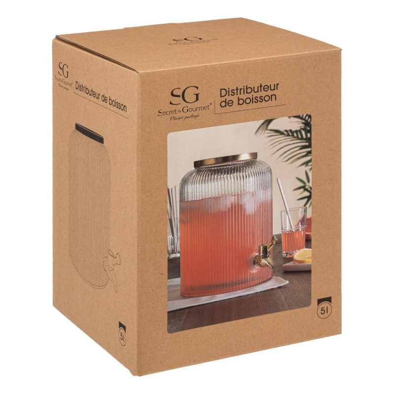 Distributeur de boisson Petit Salon 5L Doré/Transparent - SECRET DE GOURMET - 154885