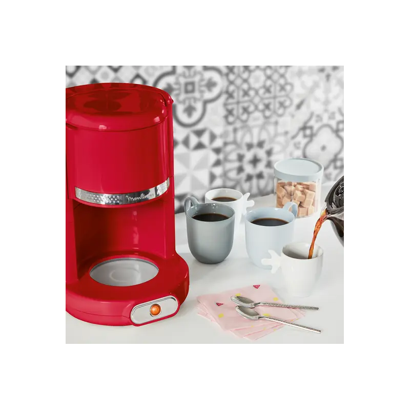Cafetière filtre 1000W 1,25L Rouge - MOULINEX - FG3815