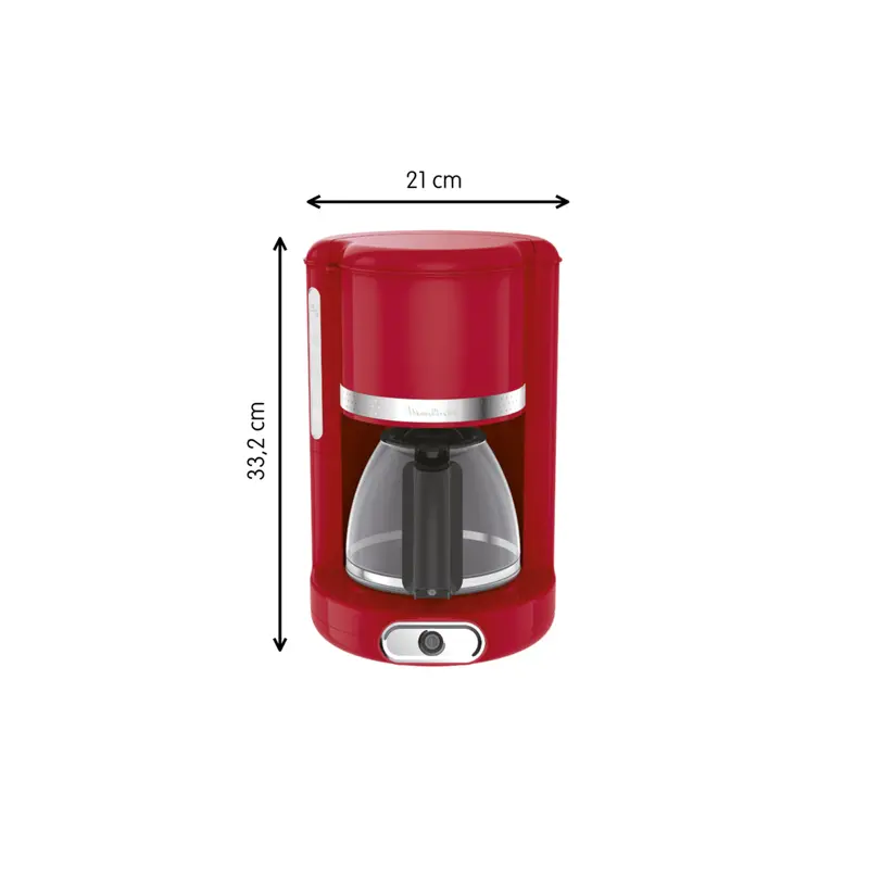 Cafetière filtre 1000W 1,25L Rouge - MOULINEX - FG3815