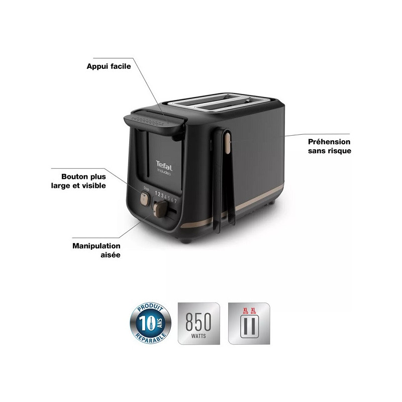 Grille-pain Includeo 2 Fentes 850W Noir - TEFAL - KI5338