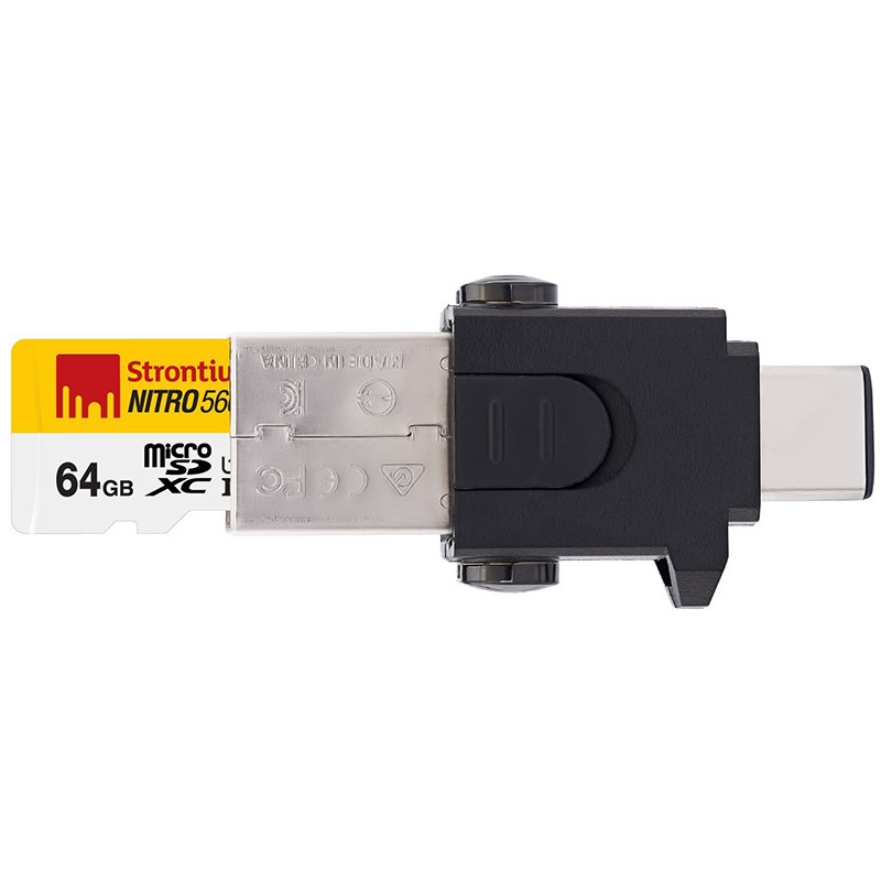 Clé USB-C + Micro SD 64Go Nitro Noir - STRONTIUM - CLESTROUSBC64 