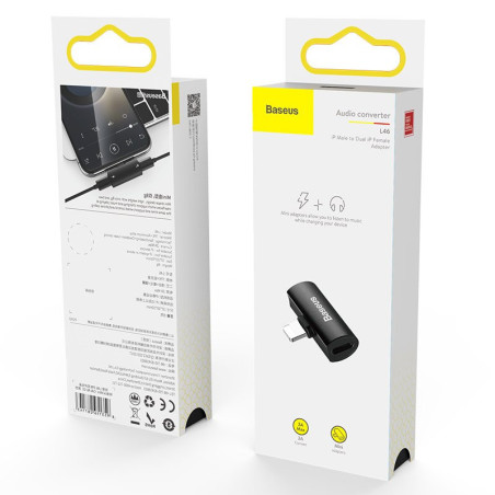 Adaptateur L46 Lightning Mâle Vers Double Lightning Femelle Noir - BASEUS - TEKH287143