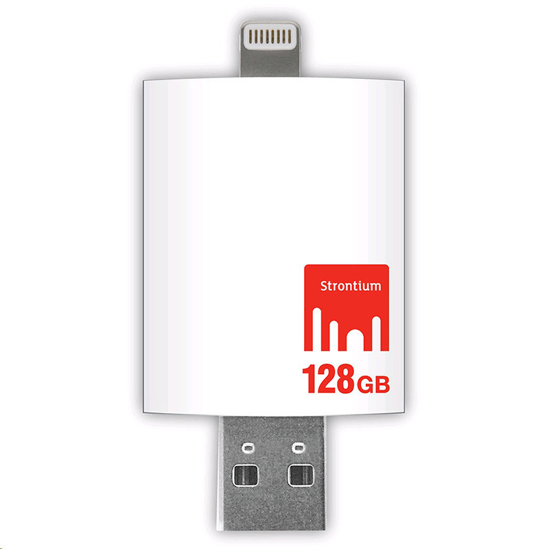 Clé USB 3.0 Idrive avec Lightning 128Go Blanc - STRONTIUM - CLESTROLIGH128GB