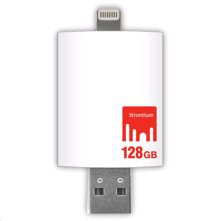 Clé USB 3.0 Idrive avec Lightning 128Go Blanc - STRONTIUM - CLESTROLIGH128GB