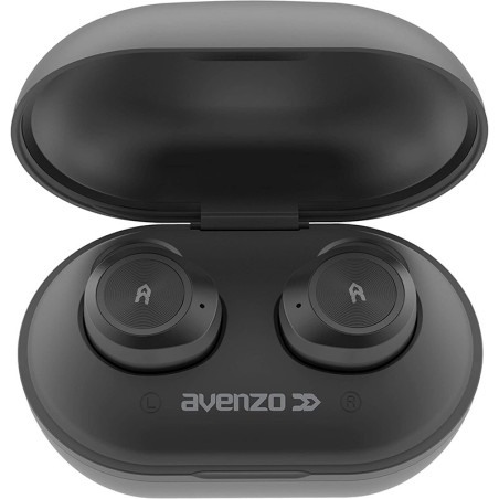 Ecouteurs TrueWireless Bluetooth avec Power Bank Noir - AVENZO - AVTW5001B