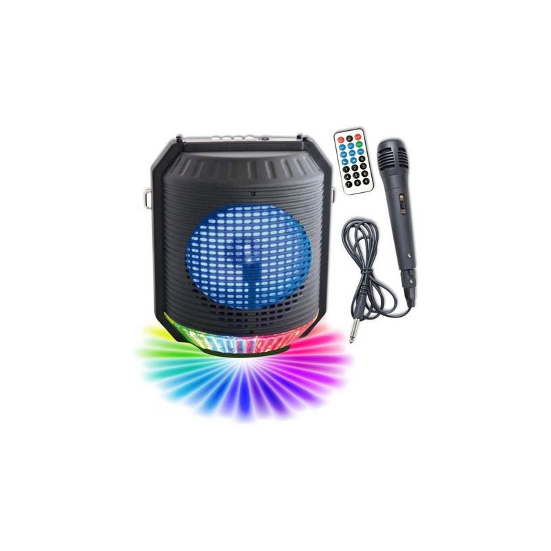 Enceinte lumineuse karaoke Bluetooth 20W Noir - INOVALLEY - INHP74BTH