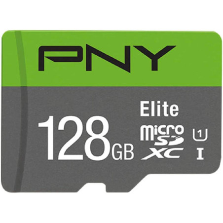 Carte MicroSDXC Elite CL10 128Go Vert/Gris - PNY - MICSDPNY128GBCL10