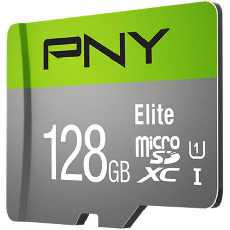 Carte MicroSDXC Elite CL10 128Go Vert/Gris - PNY - MICSDPNY128GBCL10
