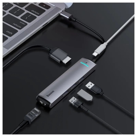 Station d'accueil Hub USB-C 6en1 Mechanical Eye Gris Sidéral - BASEUS - BAS287365