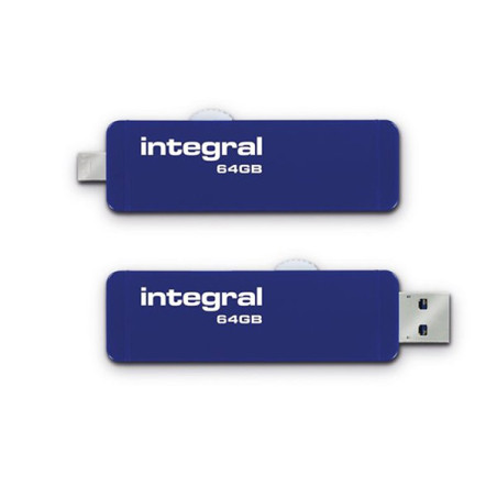Clé Slide USB 3.O OTG 64Go Bleu - INTEGRAL - CLESLIDE64GBOTGU3