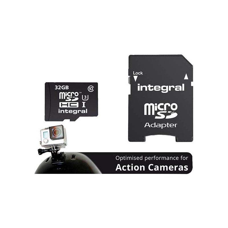 MicroSDHC/XC UHS-I U3 32Go x2 Noir - INTEGRAL - MICSD32GBCL60M