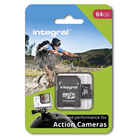Carte MicroSDHC/XC UHS-I U3 64Go Noir - INTEGRAL - MICROSD64GBCAM
