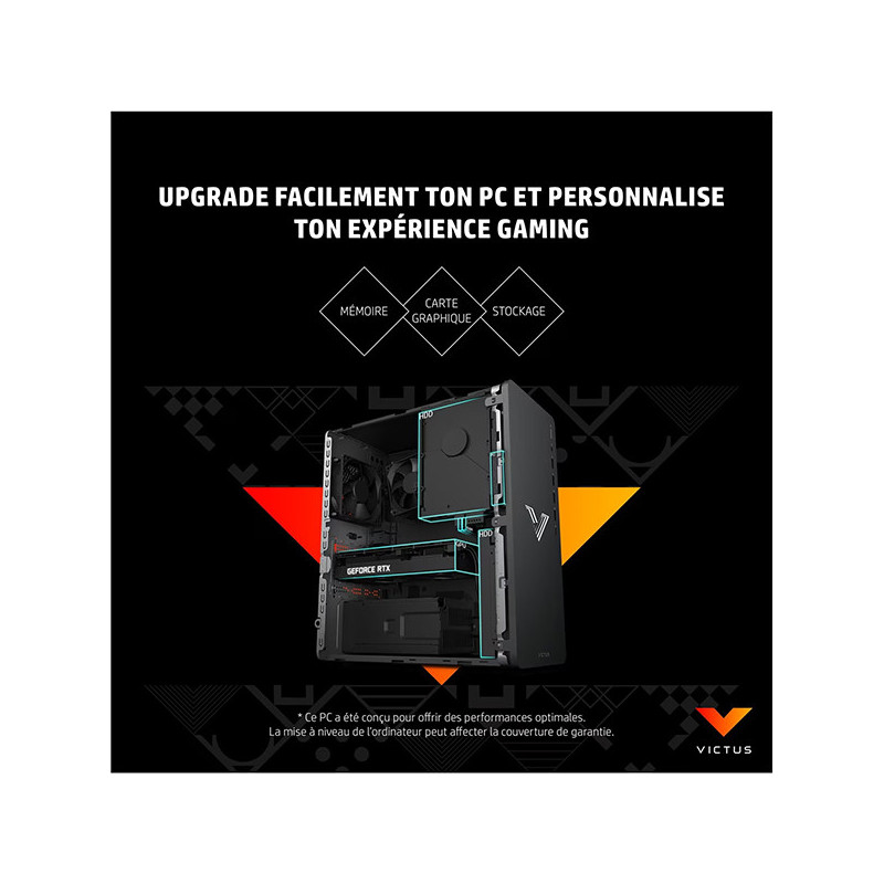Unité Centrale Victus AMD Ryzen 5 5600G 8Go/512Go Noir - HP - HPVICTUS639T4EA