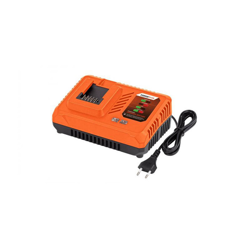 Chargeur 4.0A pour les batteries 20V et 2x20V Dual Power Noir/Orange - POWERPLUS