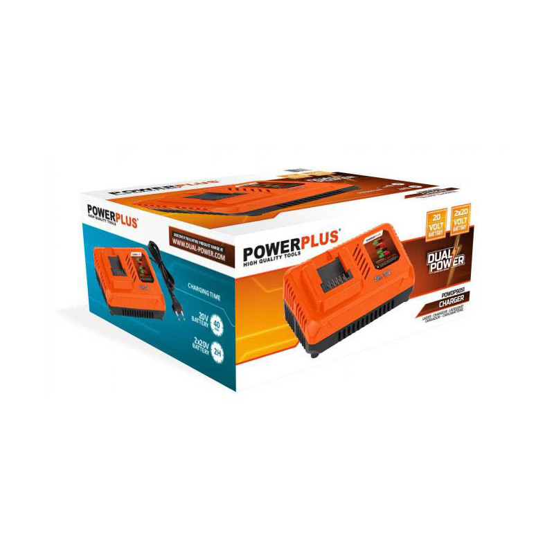 Chargeur 4.0A pour les batteries 20V et 2x20V Dual Power Noir/Orange - POWERPLUS
