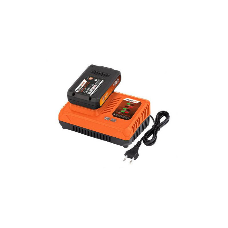 Chargeur 4.0A pour les batteries 20V et 2x20V Dual Power Noir/Orange - POWERPLUS