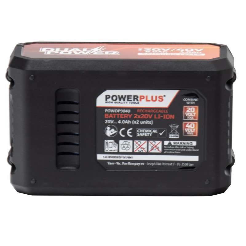 Batterie 2 x 20V 4Ah Dual Power pour outil 40V Noir/Orange