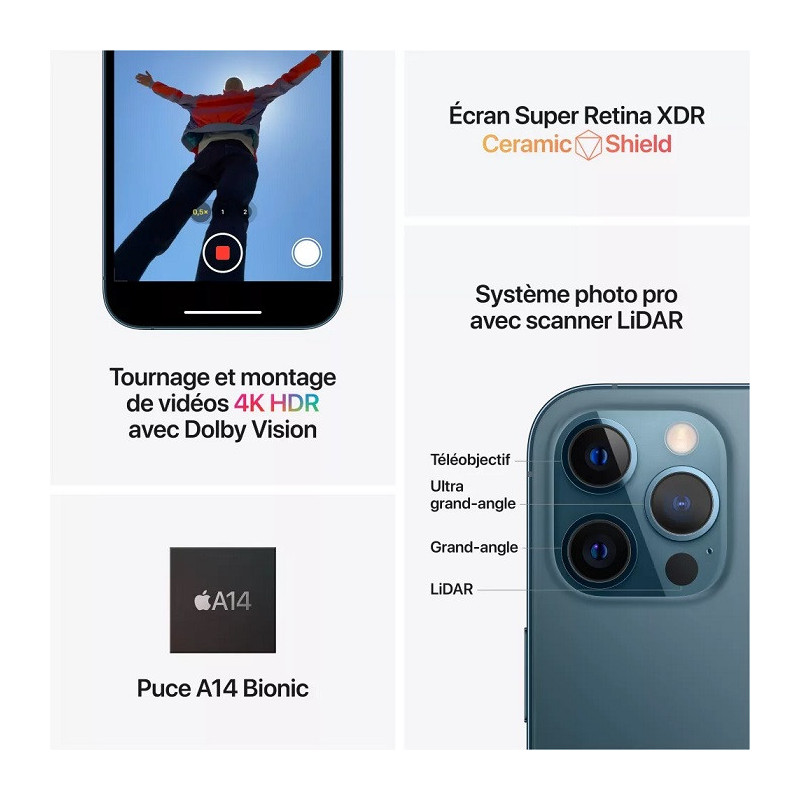 iPhone 12 Pro Max Reconditionné 128Go Grade 0 Blue - APPLE - IPHONE12PM128BLGZ