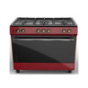 Cuisinière à gaz 5 foyers + fours géant Rouge/Noir - DEROSSO - DR-9060EFGW1-R
