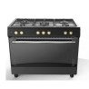 Cuisinière à gaz 5 foyers + fours ventillé 90x60cm Noir - DEROSSO - DR-9060EFGW1-B