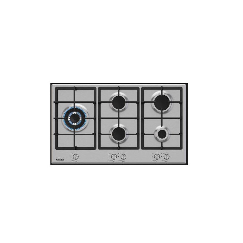 Plaque de cuisson à gaz 5 foyers Verre Inox - BELFORD - BF-905-I