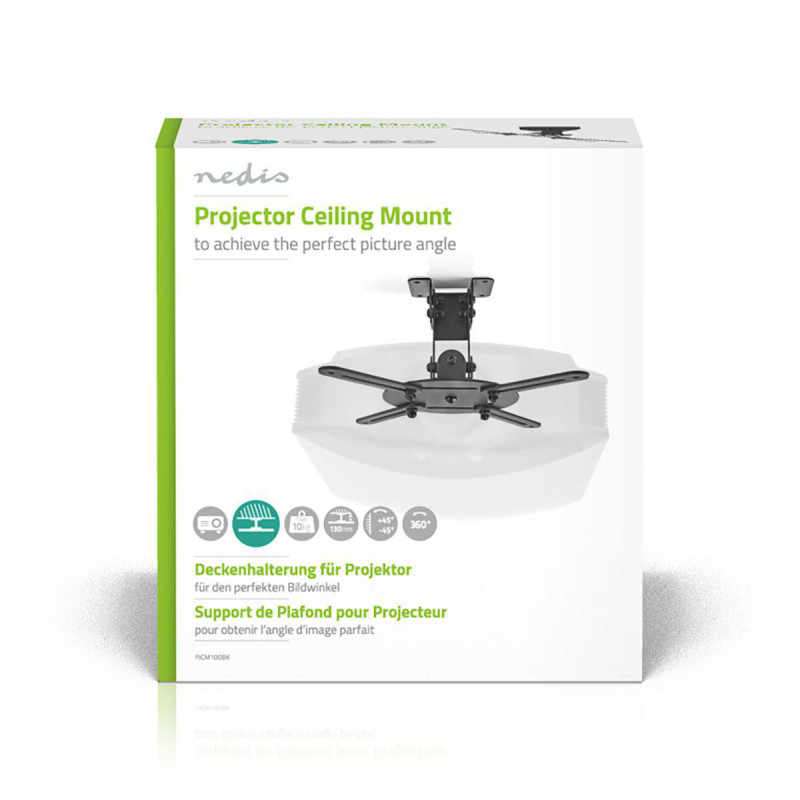 Support plafond vidéoprojecteur inclinable rotatif Noir - NEDIS - PJCM100BK