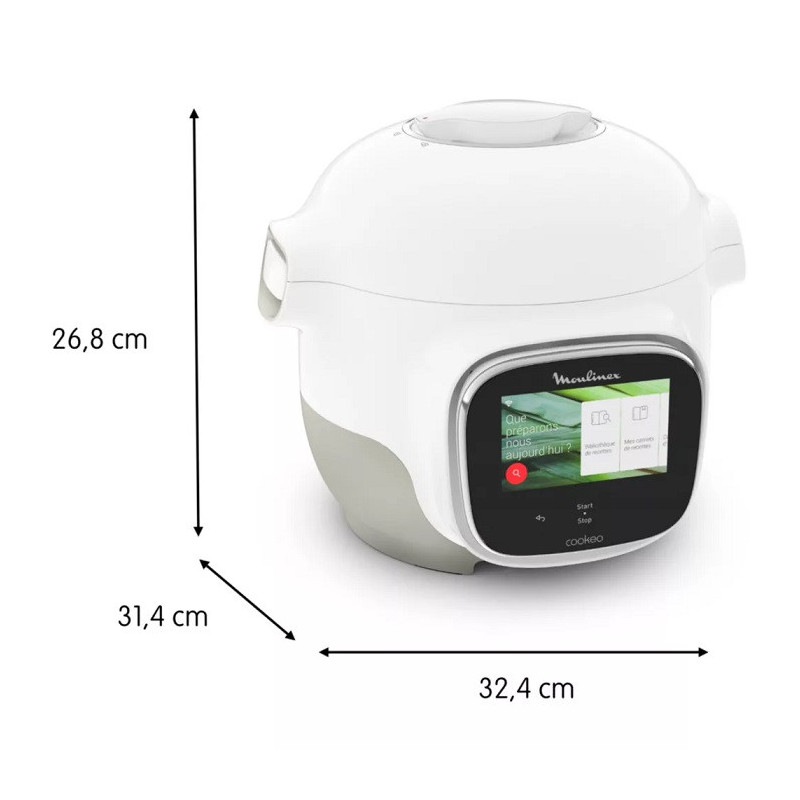 Multicuiseur Cookeo Touch Mini WiFi Recettes illimitées 3L Blanc - MOULINEX - CE922110