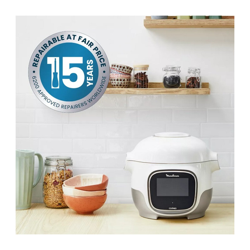 Multicuiseur Cookeo Touch Mini WiFi Recettes illimitées 3L Blanc - MOULINEX - CE922110