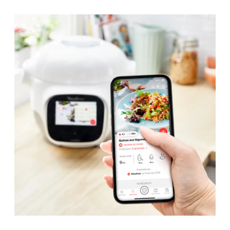 Multicuiseur Cookeo Touch Mini WiFi Recettes illimitées 3L Blanc - MOULINEX - CE922110