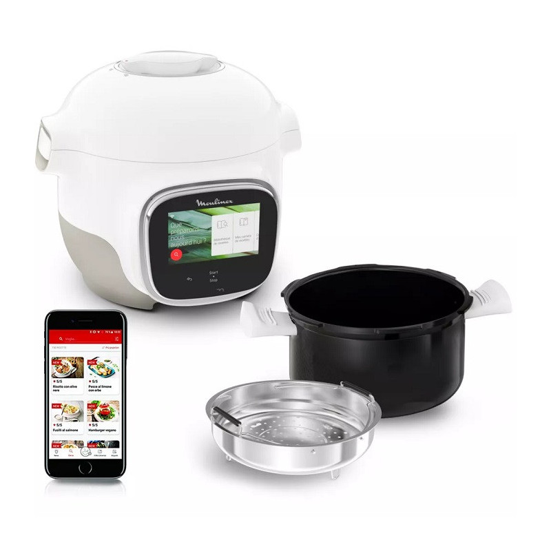 Multicuiseur Cookeo Touch Mini WiFi Recettes illimitées 3L Blanc - MOULINEX - CE922110