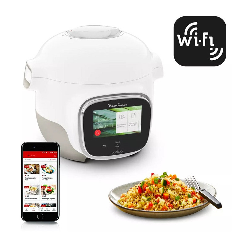 Multicuiseur Cookeo Touch Mini WiFi Recettes illimitées 3L Blanc - MOULINEX - CE922110