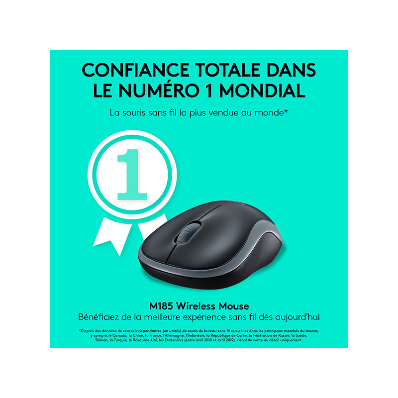 Souris sans fil M185 Black/Red Glossy - LOGITECH - LOG_910-002237