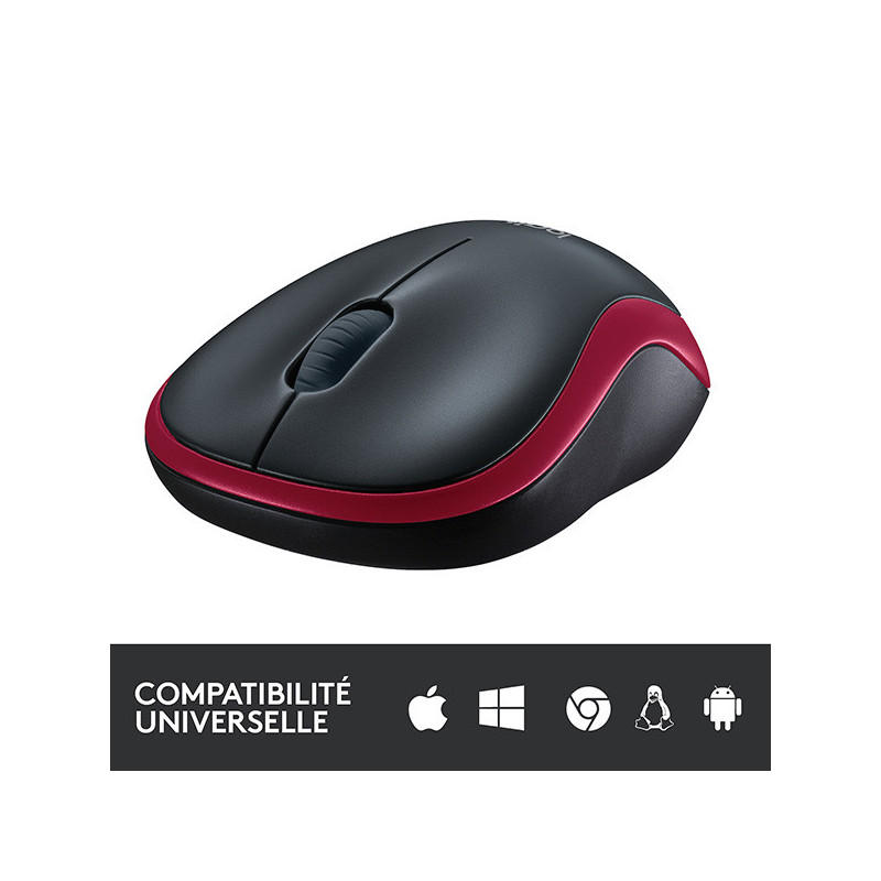 Souris sans fil M185 Black/Red Glossy - LOGITECH - LOG_910-002237