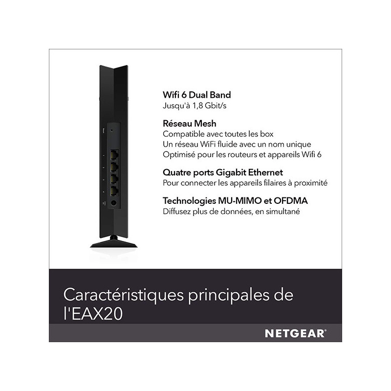 CPL Wi-Fi AX1800 double bande Noir - NETGEAR - NET_EAX20-100EUS
