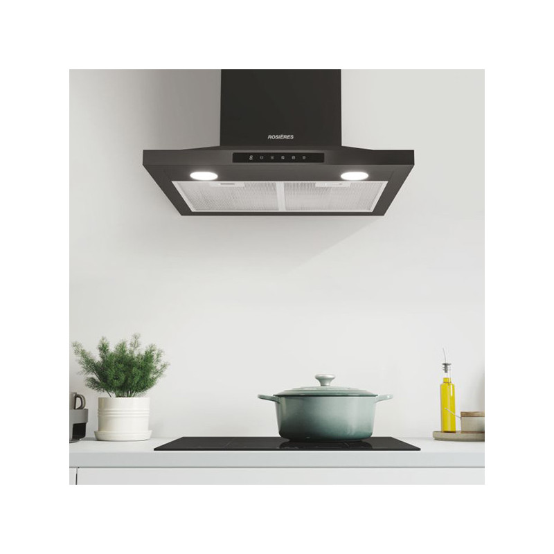 Hotte decorative murale 60cm 621.5m3/h Noir - ROSIERES