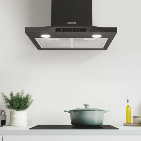 Hotte decorative murale 60cm 621.5m3/h Noir - ROSIERES