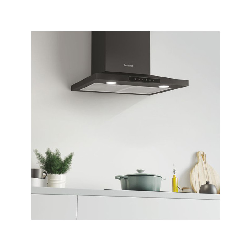 Hotte decorative murale 60cm 621.5m3/h Noir - ROSIERES